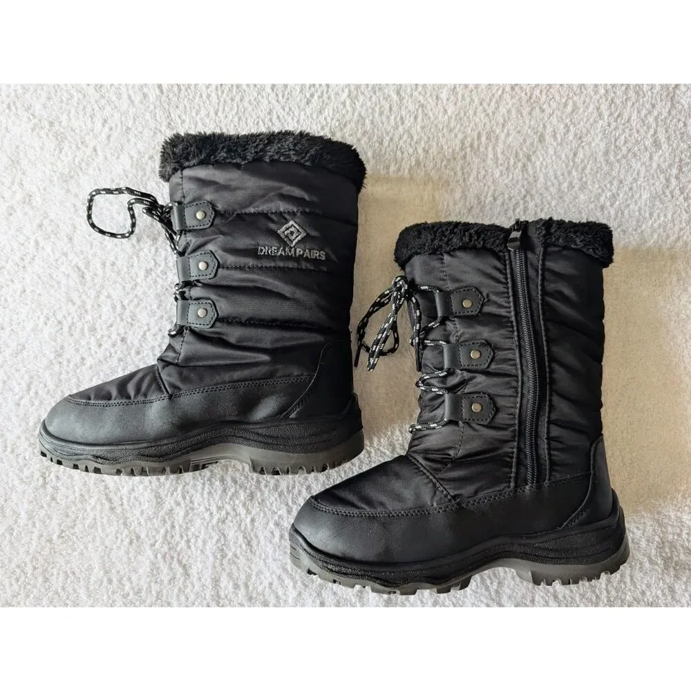 DREAM PAIRS Kids Mid-Calf Winter Snow Boots — Black Unisex Sz 3